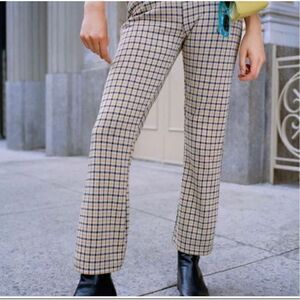 Urban Outfitters - High Rise‎ Kick Flare Pants XS yellow black plaid